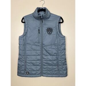 Zusa St Cloud Puffer Vest Womens Small Blue Gray Recycled Insulated Packable NEW